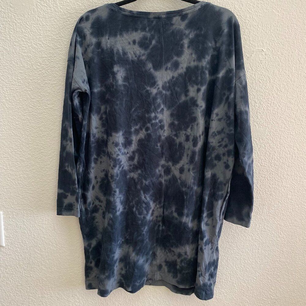 J. Jill Pure Jill Cloud Tie-Dyed Knit Dress Large Black Gray Casual 100% Cotton - Picture 3 of 3